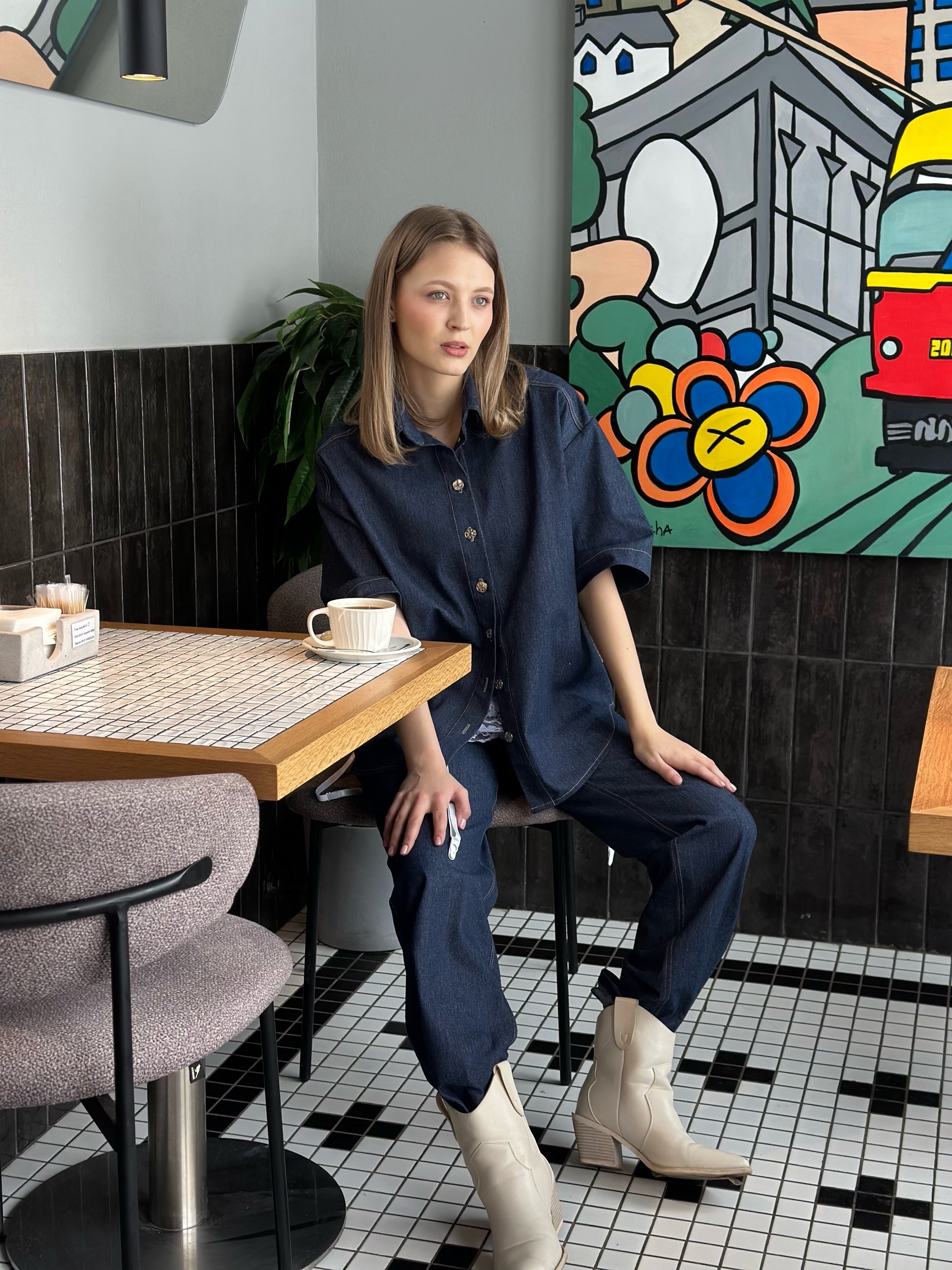 Рубашка из денима Dark Blue — изображение 15