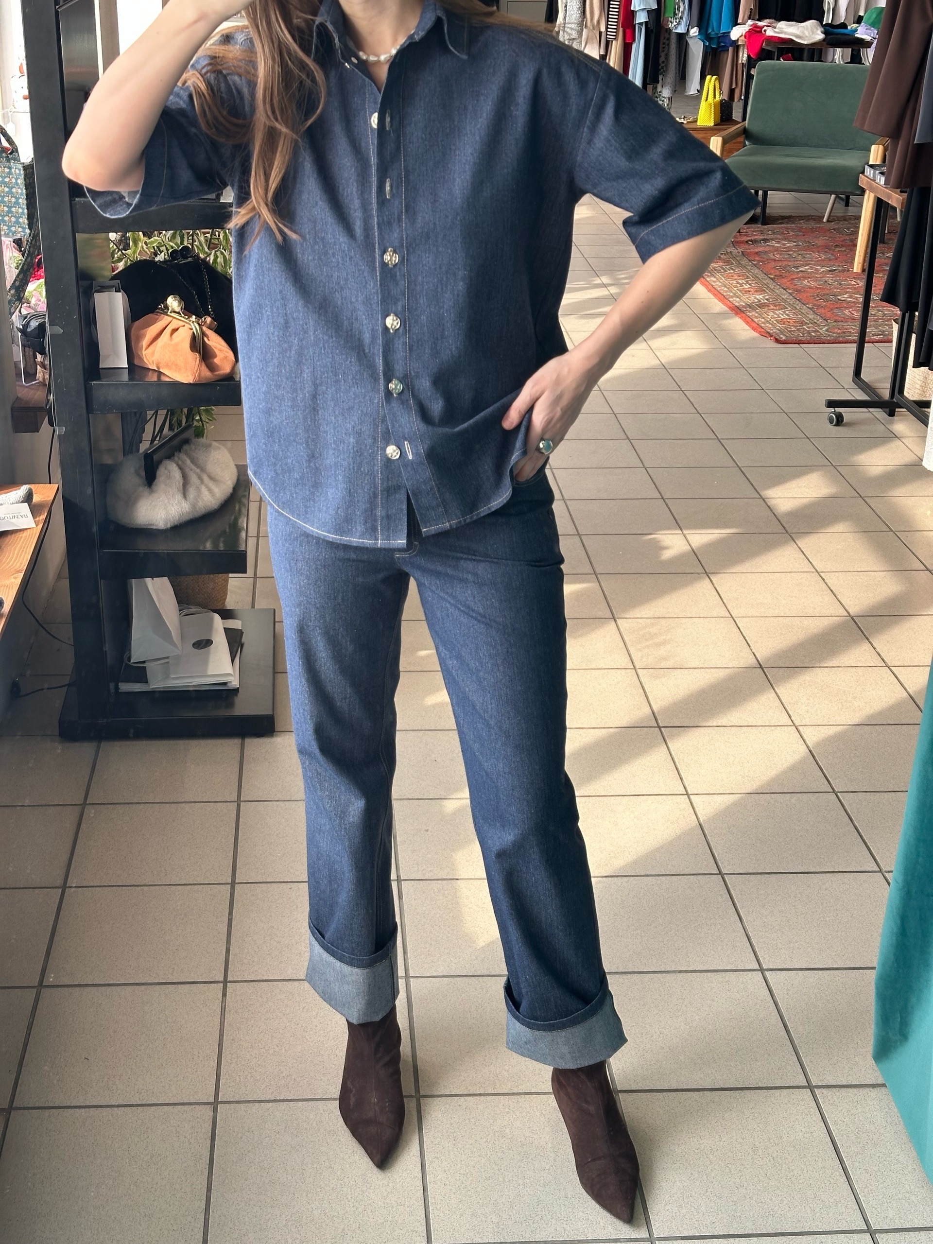 Рубашка из денима Dark Blue — изображение 11