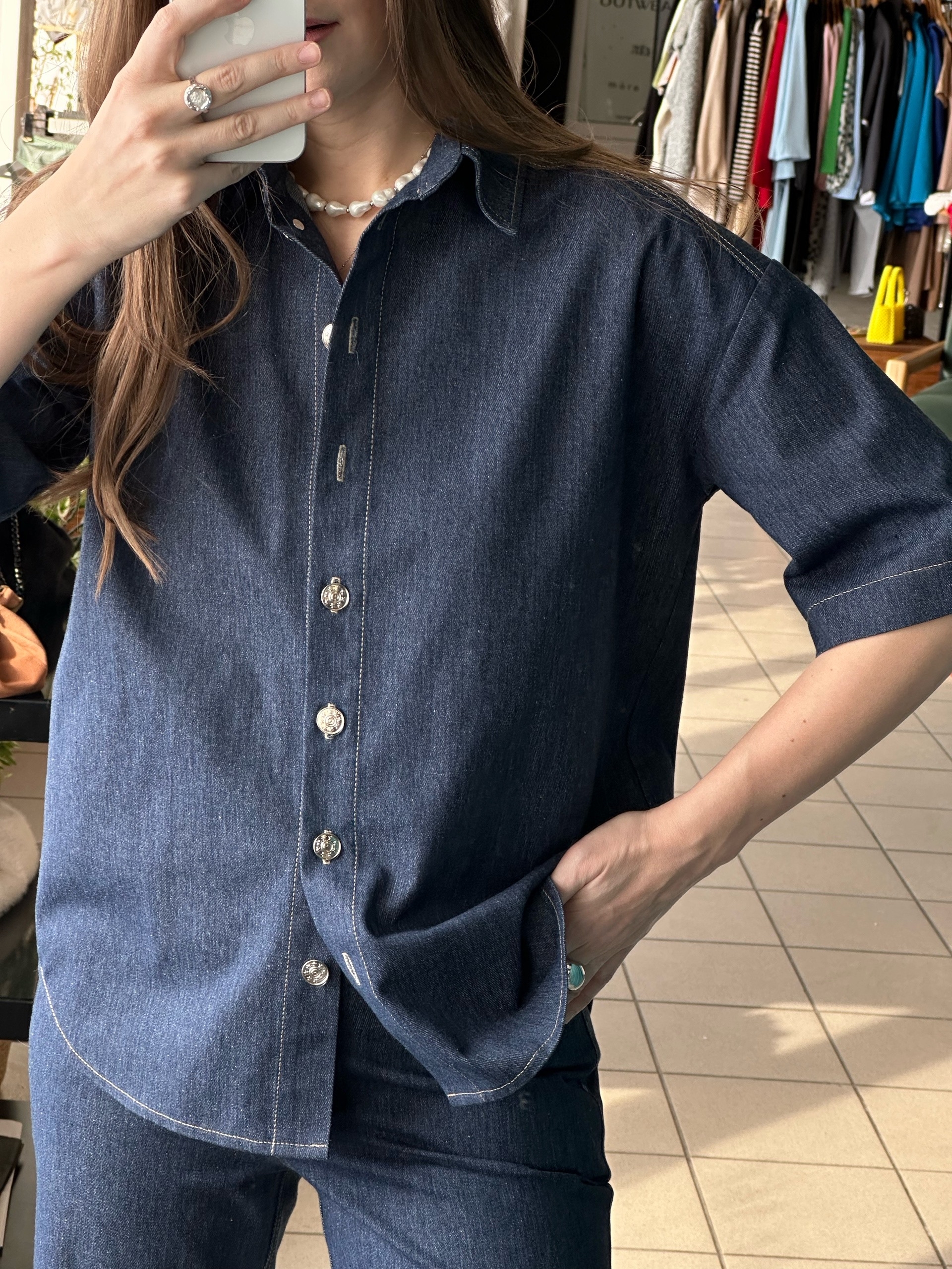 Рубашка из денима Dark Blue — изображение 10